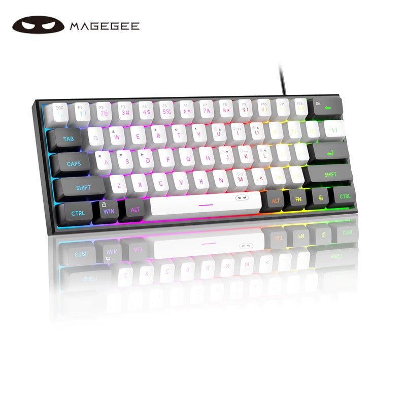 Teclado para jogos MageGee Mini 60%, teclado ultracompacto retroiluminado RGB de