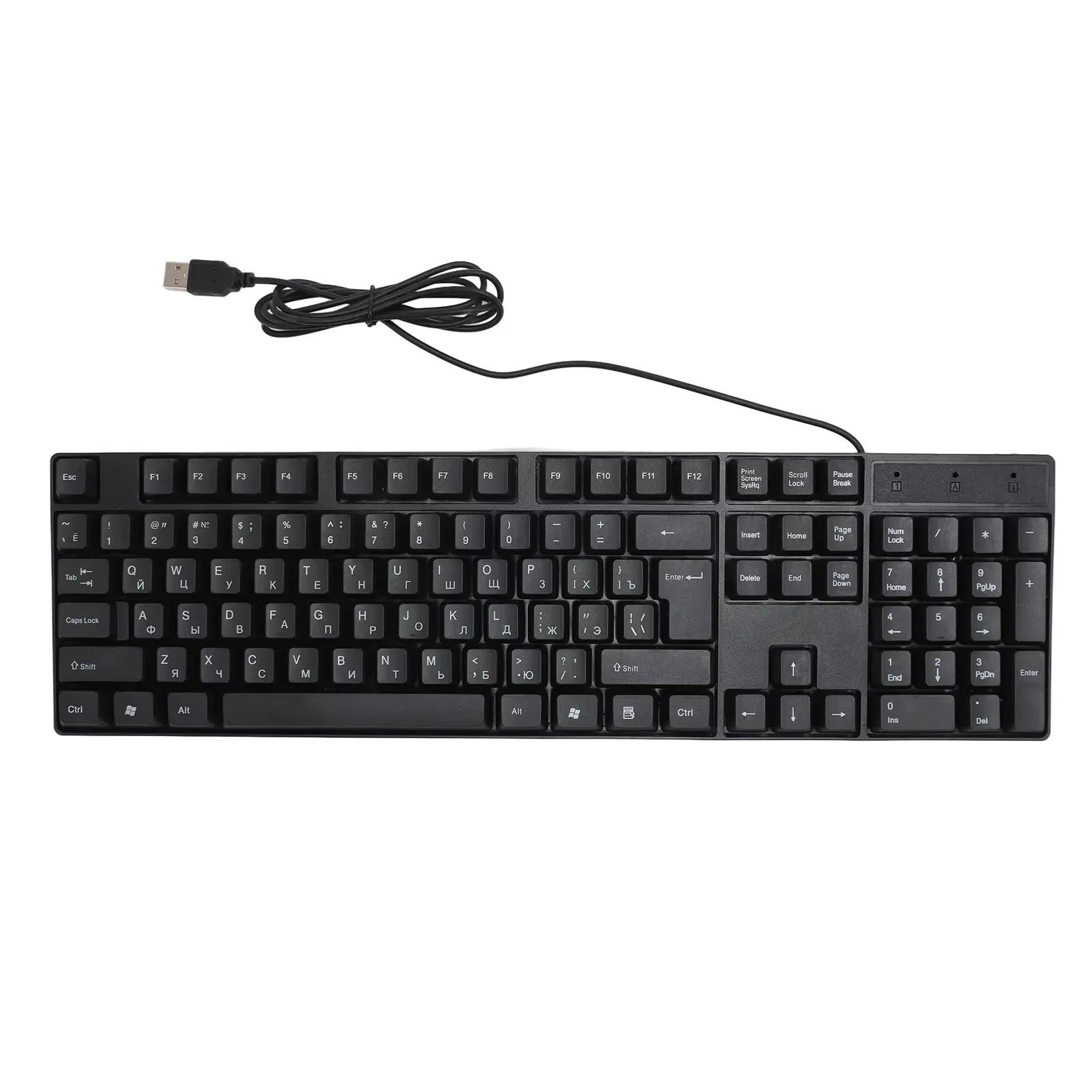 Teclado com fio USB de 104 teclas Inglês/Russo/Espanhol/Francês Idioma Design er