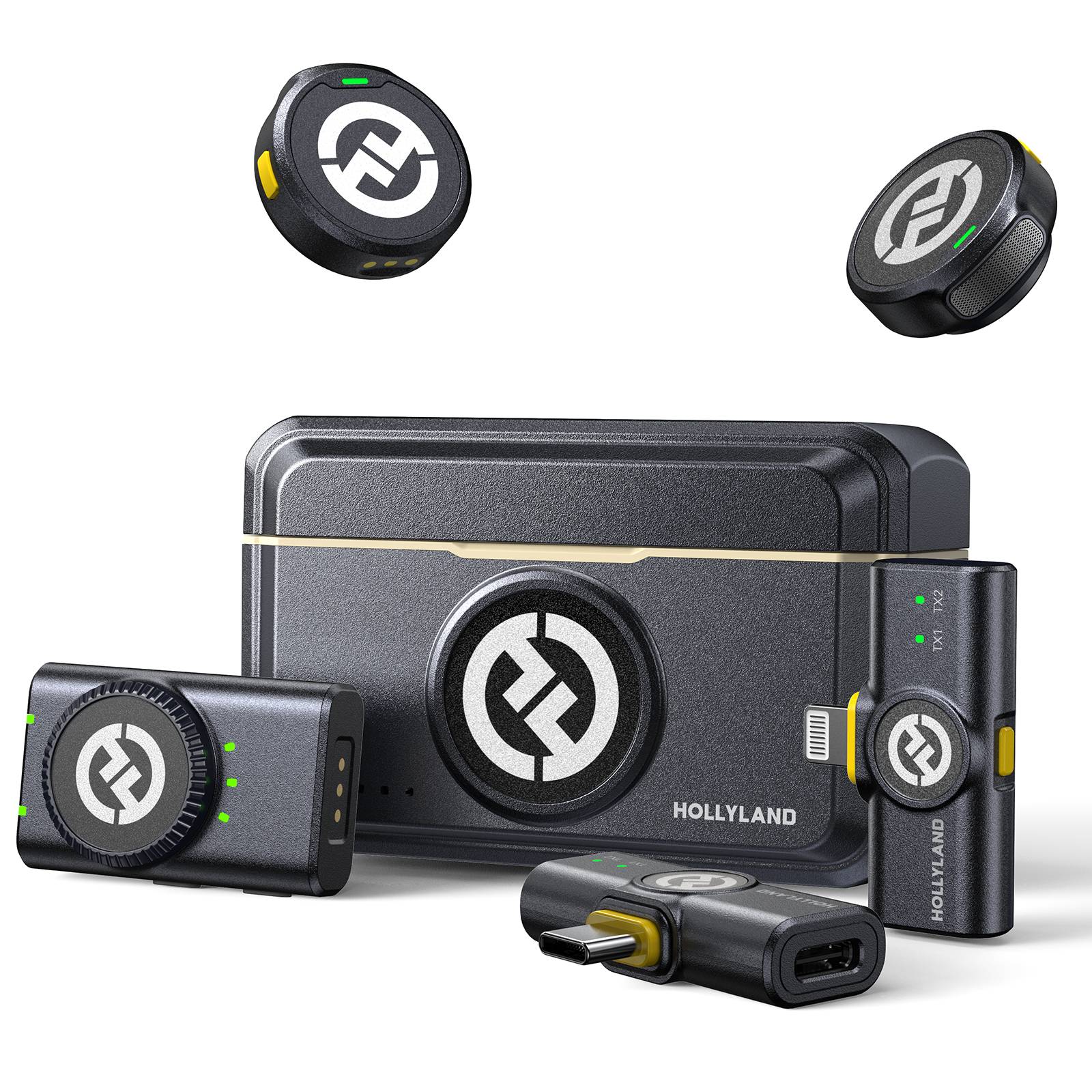 Hollyland LARK M2 Microfone de lapela sem fio para câmera iPhone 300m de alcance