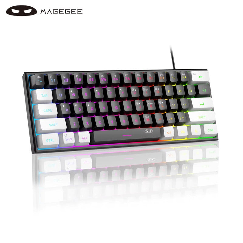 Teclado para jogos MageGee Mini 60%, teclado ultracompacto retroiluminado RGB de
