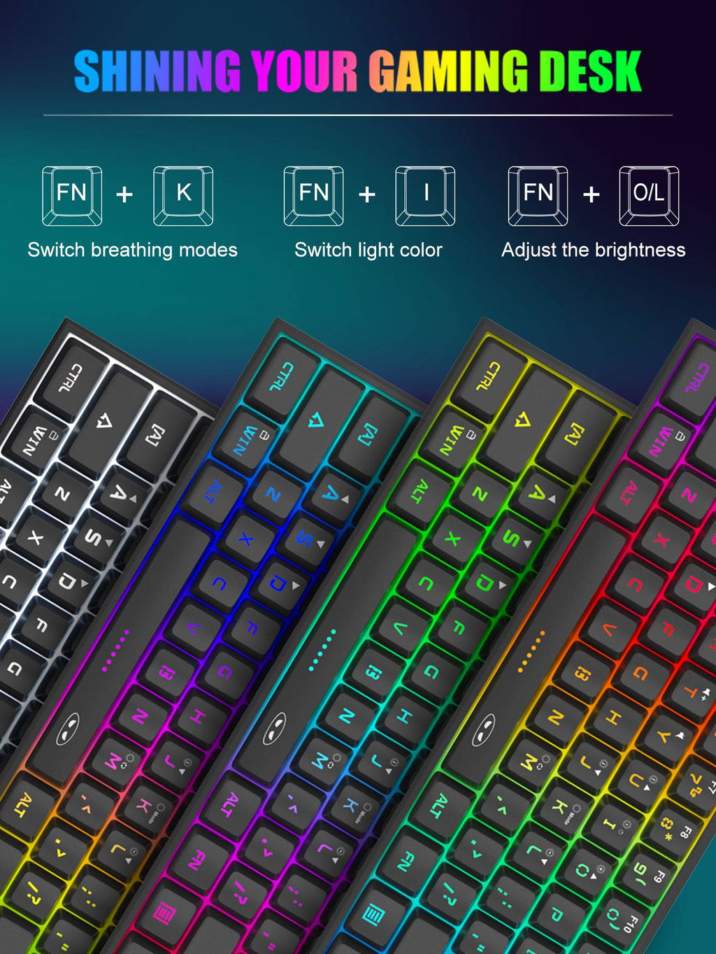 Teclado para jogos MageGee Mini 60%, teclado ultracompacto retroiluminado RGB de