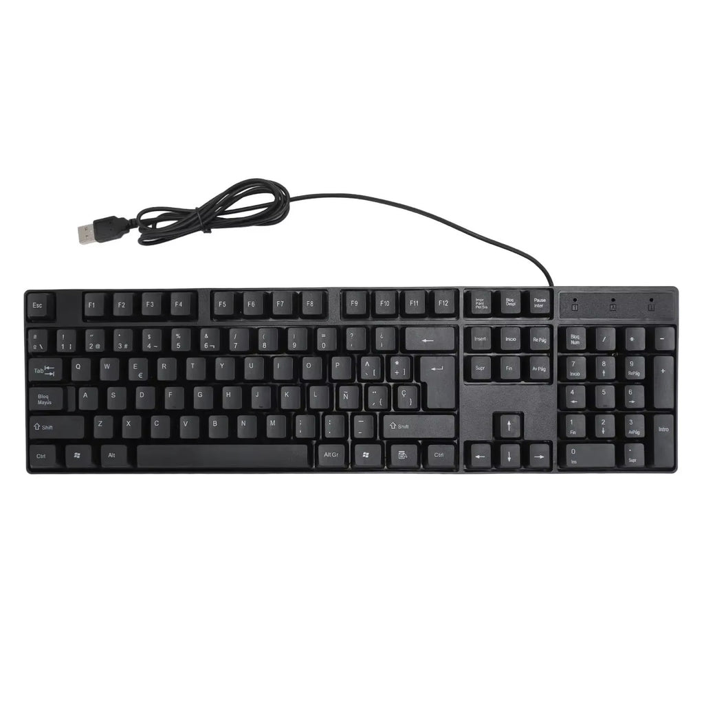 Teclado com fio USB de 104 teclas Inglês/Russo/Espanhol/Francês Idioma Design er