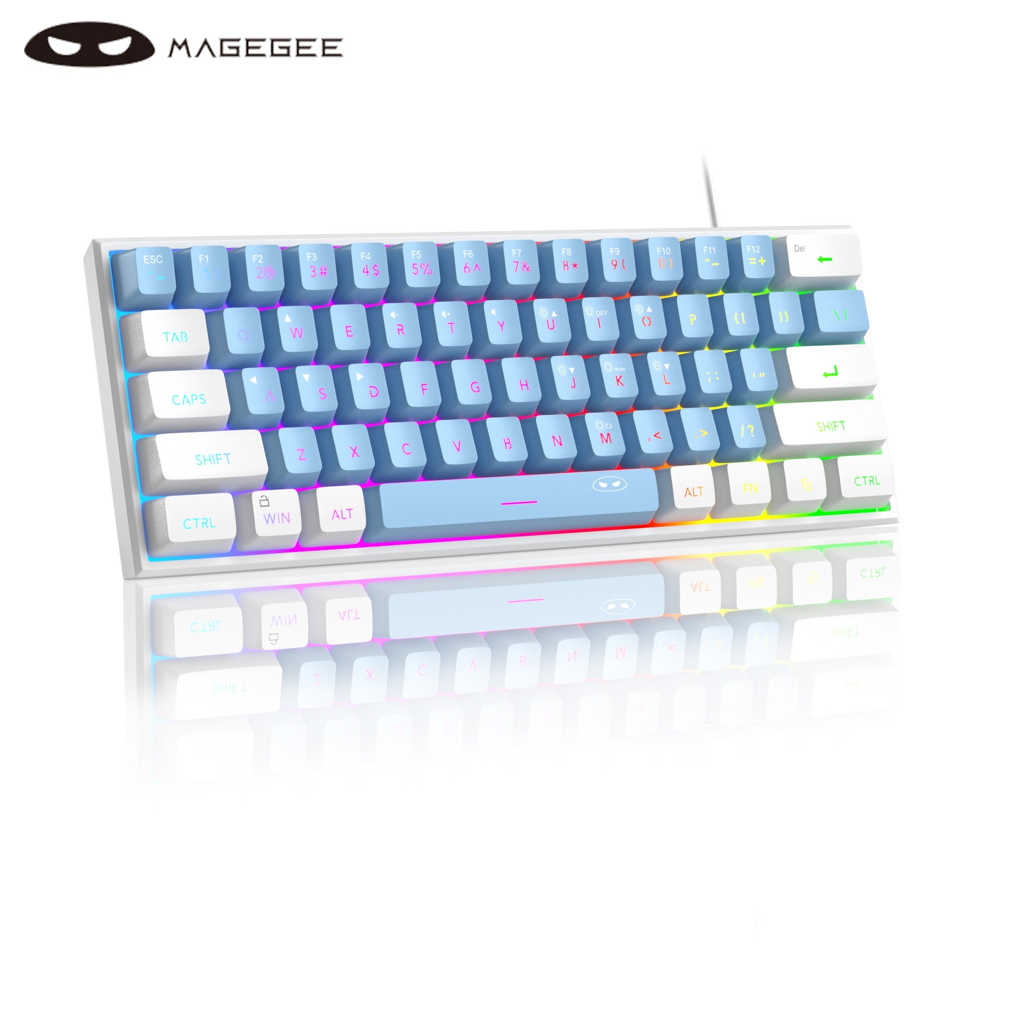 Teclado para jogos MageGee Mini 60%, teclado ultracompacto retroiluminado RGB de