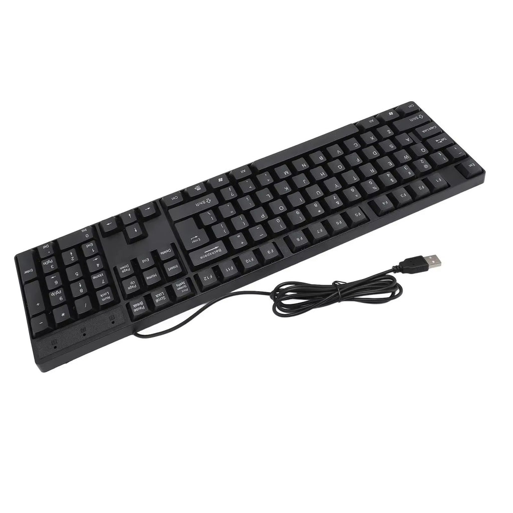 Teclado com fio USB de 104 teclas Inglês/Russo/Espanhol/Francês Idioma Design er
