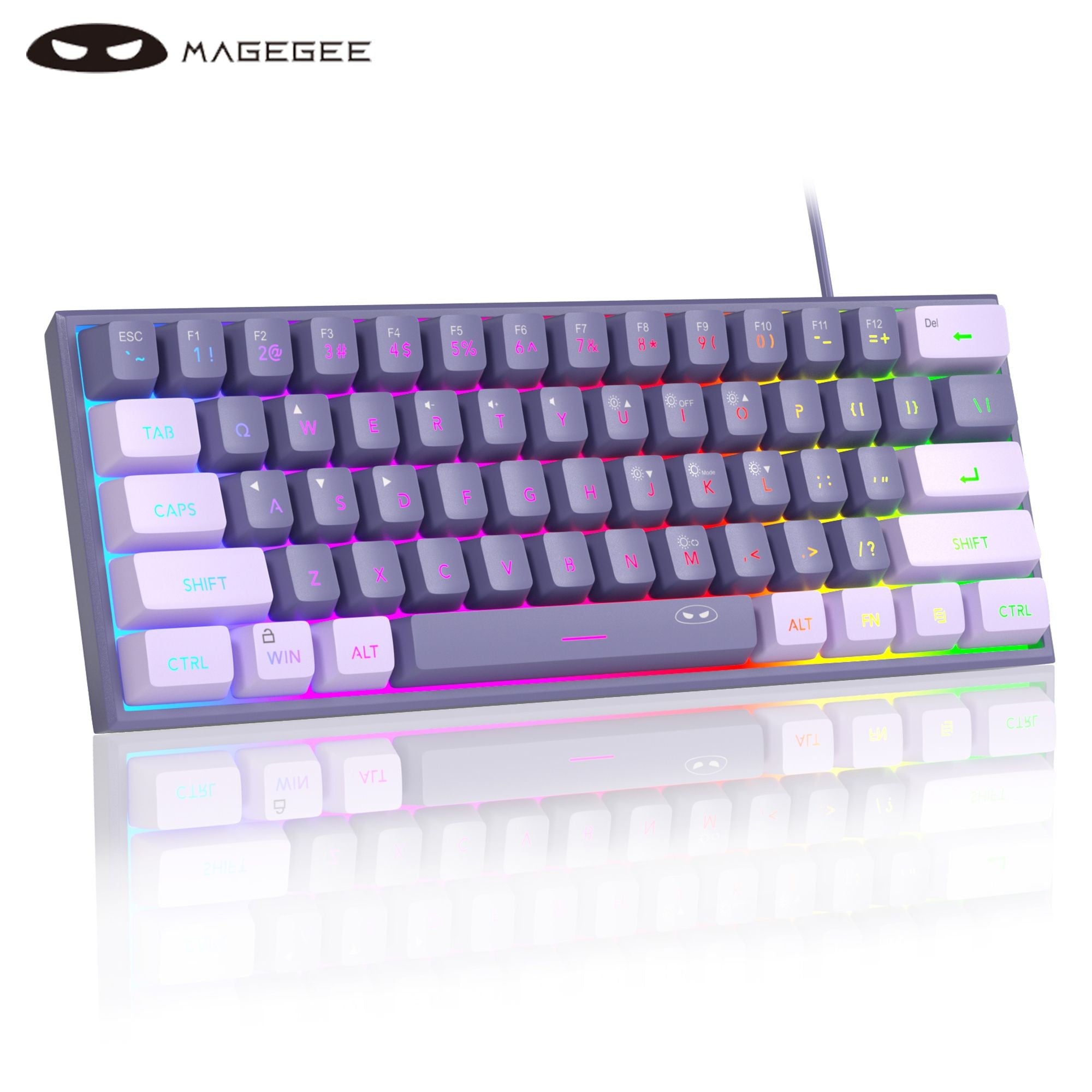 Teclado para jogos MageGee Mini 60%, teclado ultracompacto retroiluminado RGB de