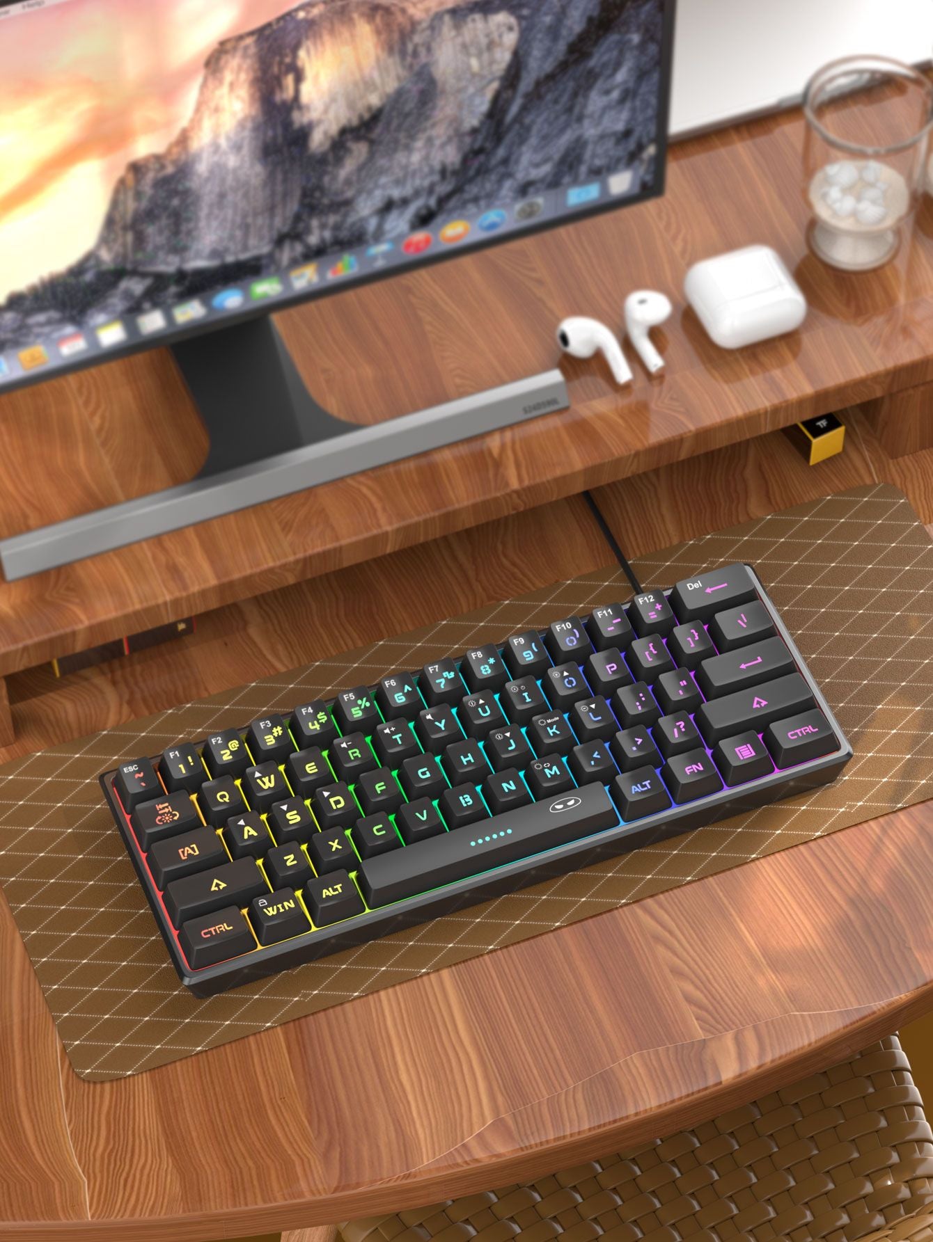 Teclado para jogos MageGee Mini 60%, teclado ultracompacto retroiluminado RGB de
