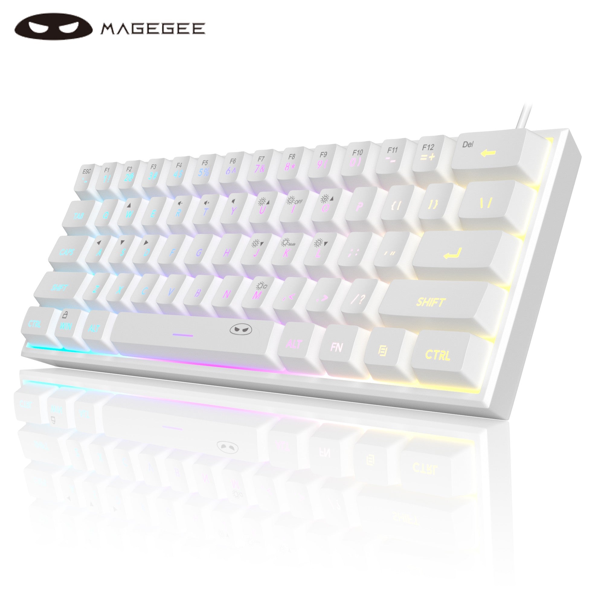Teclado para jogos MageGee Mini 60%, teclado ultracompacto retroiluminado RGB de
