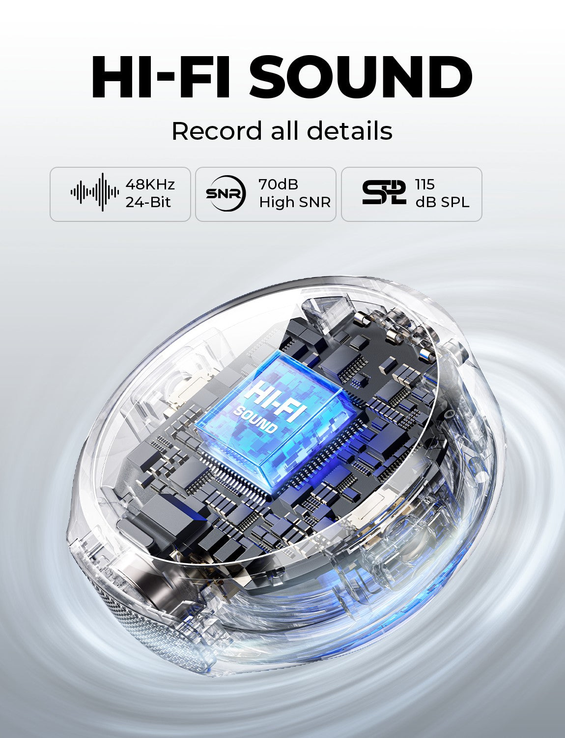 Hollyland LARK M2 Microfone de lapela sem fio para câmera iPhone 300m de alcance