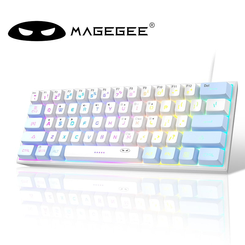 Teclado para jogos MageGee Mini 60%, teclado ultracompacto retroiluminado RGB de