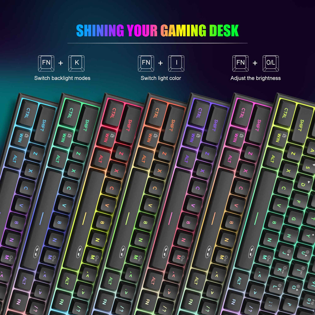 Teclado para jogos MageGee Mini 60%, teclado ultracompacto retroiluminado RGB de