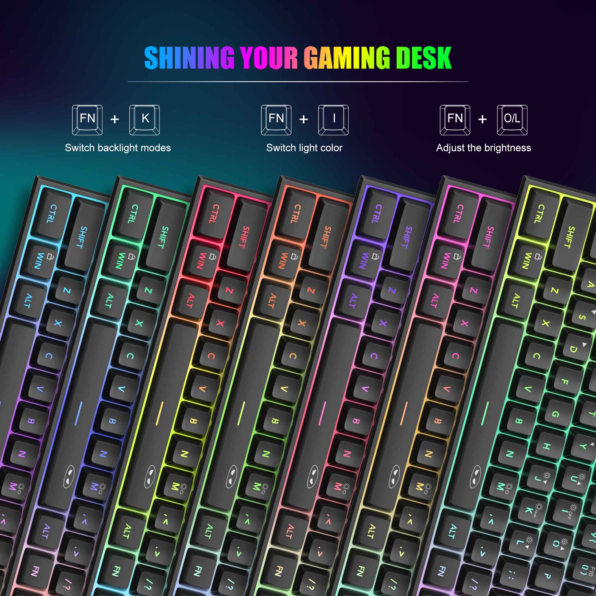 Teclado para jogos MageGee Mini 60%, teclado ultracompacto retroiluminado RGB de